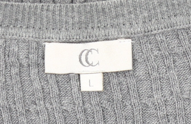 CC Womens Grey Cotton Knit Pullover Jumper Size L Scoop Neck