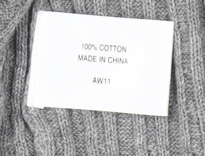 CC Womens Grey Cotton Knit Pullover Jumper Size L Scoop Neck