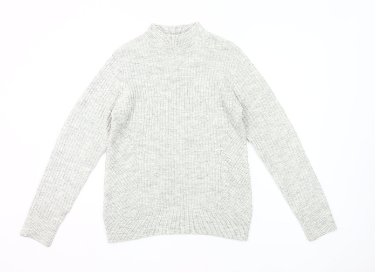 Mauvette Women’s Grey Mock Neck Pullover Jumper Size 12 Wool Blend