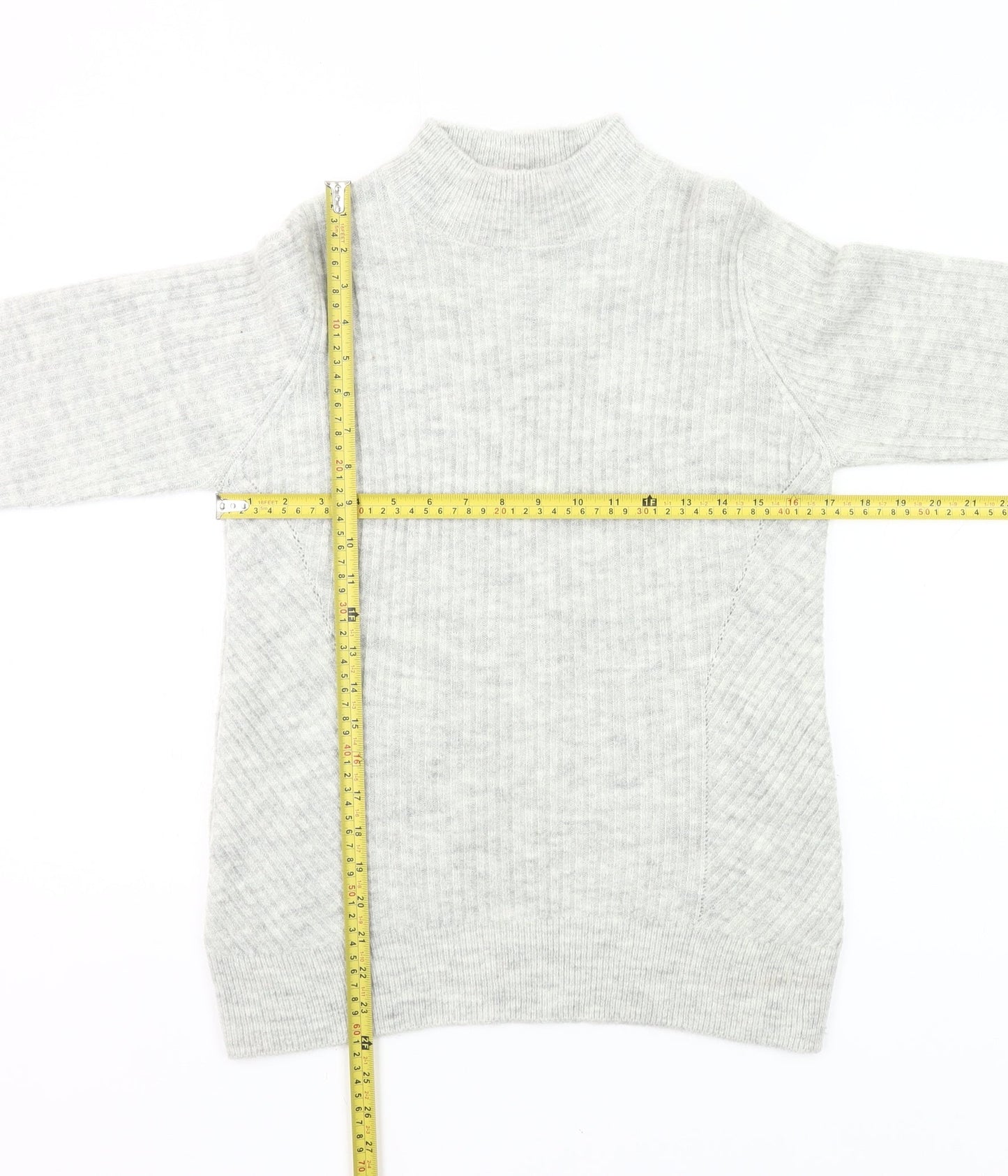 Mauvette Women’s Grey Mock Neck Pullover Jumper Size 12 Wool Blend