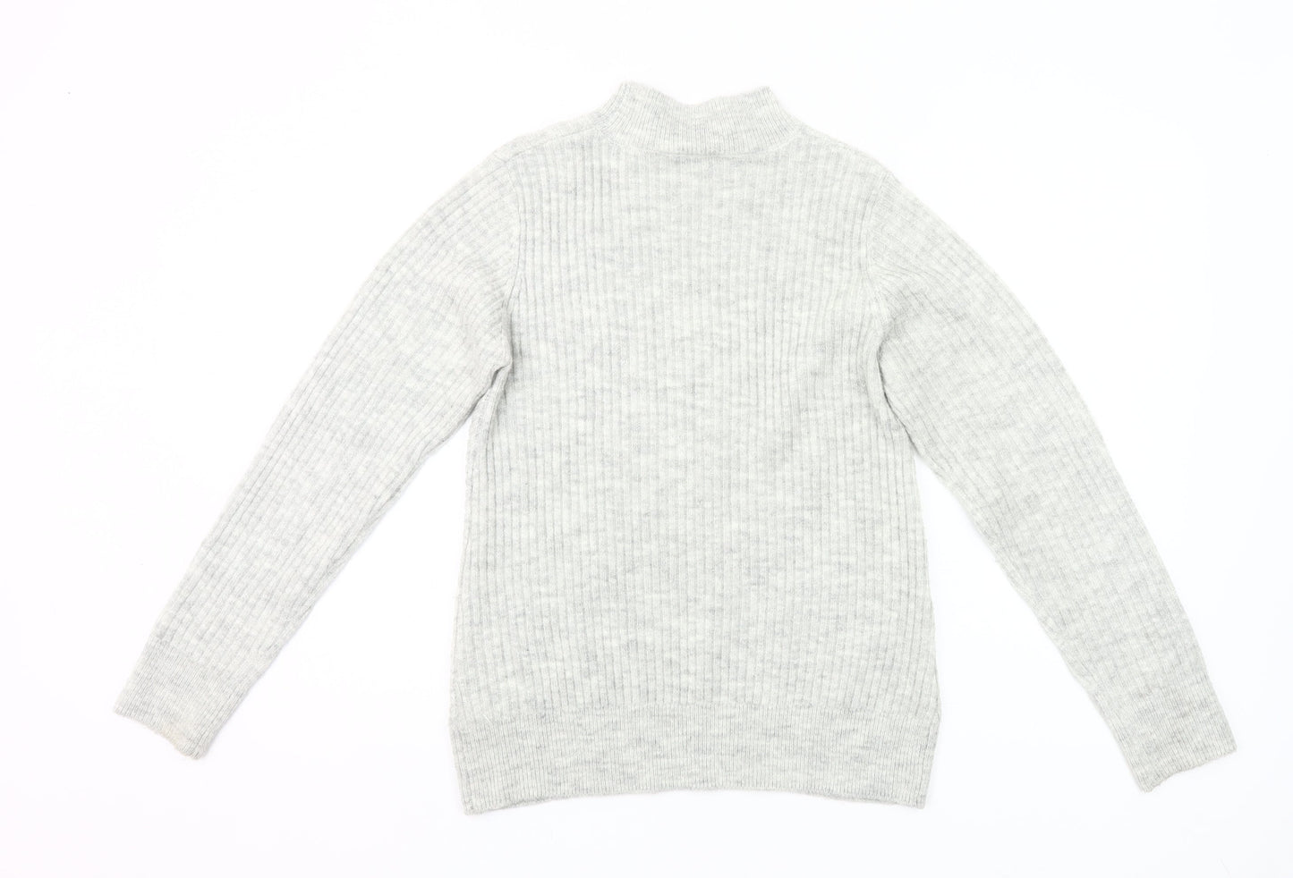 Mauvette Women’s Grey Mock Neck Pullover Jumper Size 12 Wool Blend