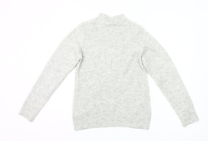 Mauvette Women’s Grey Mock Neck Pullover Jumper Size 12 Wool Blend