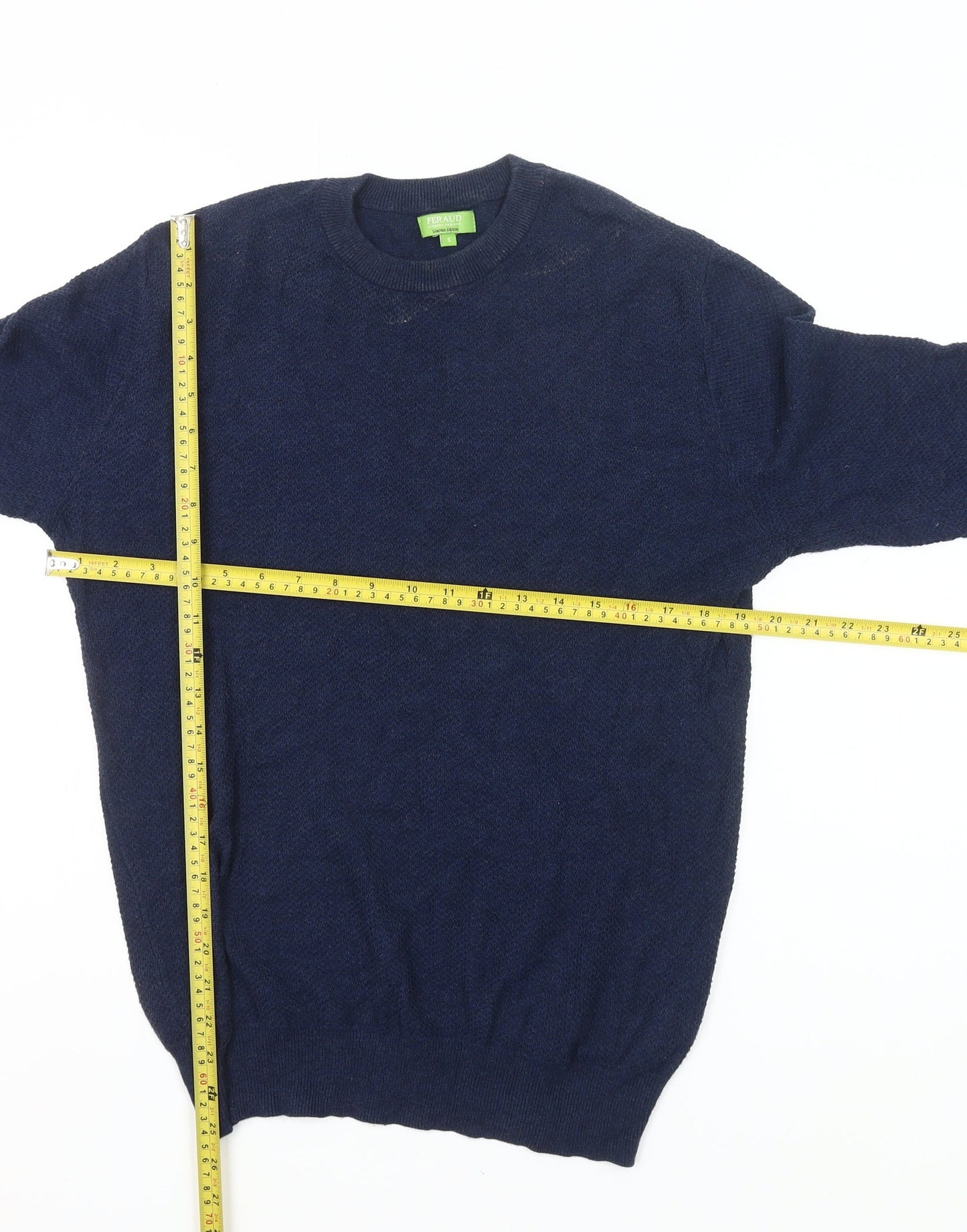 Feraud Men’s Blue Cotton Crew Neck Jumper Size S Long Sleeve