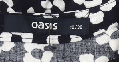 Oasis Women’s Black Floral Skater Dress Size 10 Sleeveless Viscose