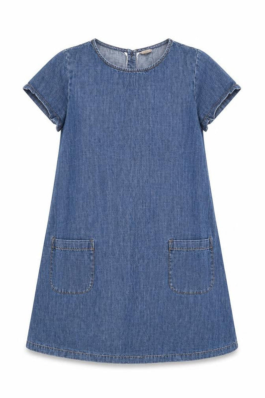 Tu Girls Blue Denim Cotton Shift Dress 12 Years Knee Length Casual