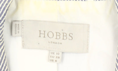 Hobbs Womens Blue Pinstripe UK 10 Fitted Cotton Blend Blazer Jacket