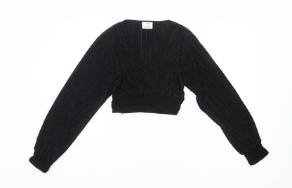 Pins and Needles Women’s Black Wrap Blouse Size S Long Sleeve