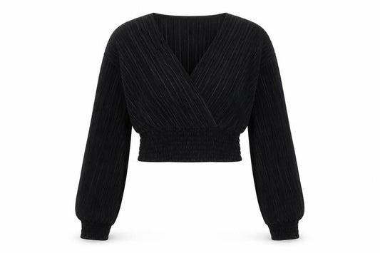 Pins and Needles Women’s Black Wrap Blouse Size S Long Sleeve