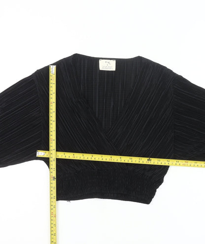Pins and Needles Women’s Black Wrap Blouse Size S Long Sleeve
