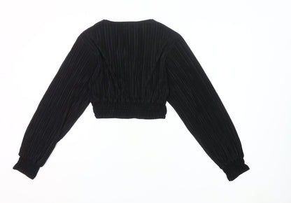 Pins and Needles Women’s Black Wrap Blouse Size S Long Sleeve