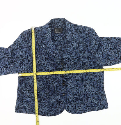 Kerena Women’s Blue Animal Print Blouse Size 18 Long Sleeve Button Up