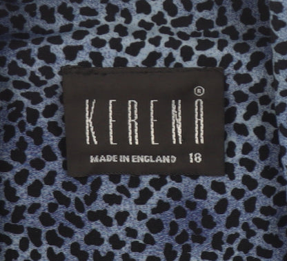 Kerena Women’s Blue Animal Print Blouse Size 18 Long Sleeve Button Up