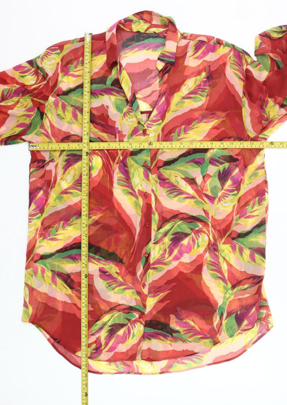 Matalan Womens Multicoloured Size 14 Tropical Chiffon Button-Up Tunic Shirt
