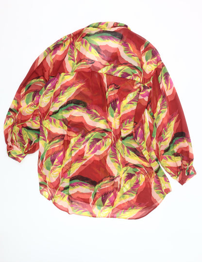 Matalan Womens Multicoloured Size 14 Tropical Chiffon Button-Up Tunic Shirt