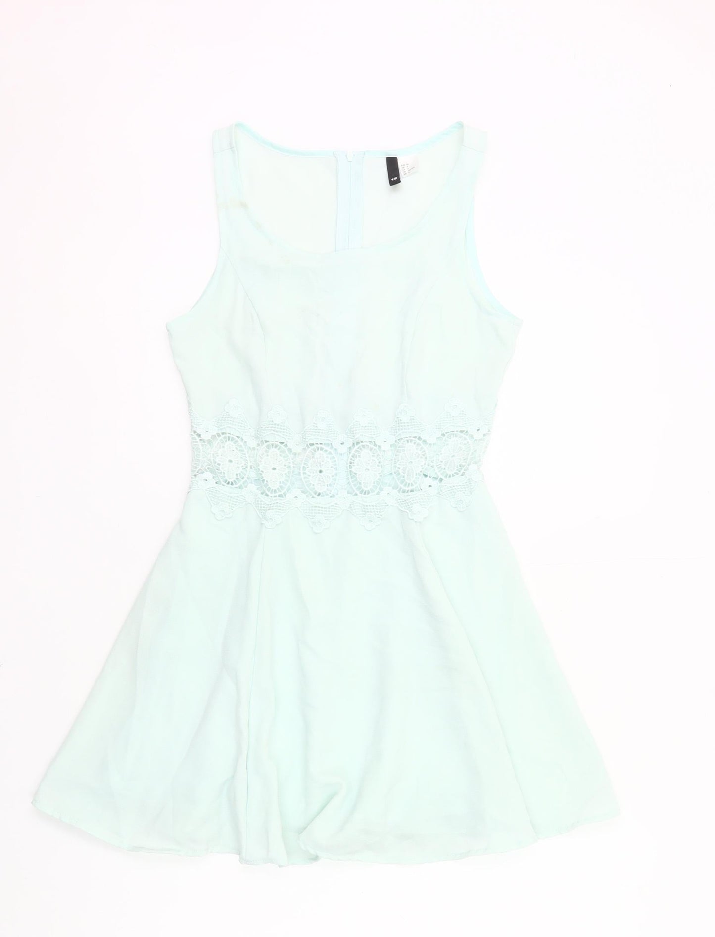 H&M Divided Women’s Blue Size 10 A-Line Lace Detail Short Dress