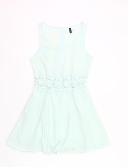 H&M Divided Women’s Blue Size 10 A-Line Lace Detail Short Dress