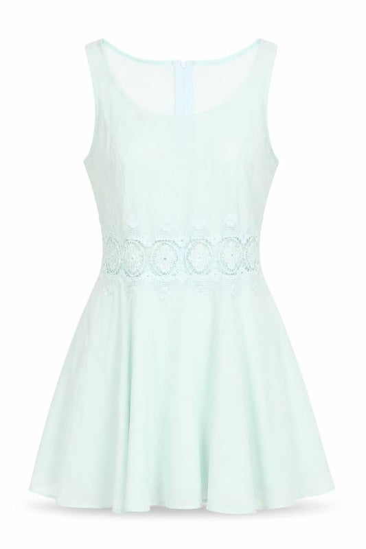 H&M Divided Women’s Blue Size 10 A-Line Lace Detail Short Dress