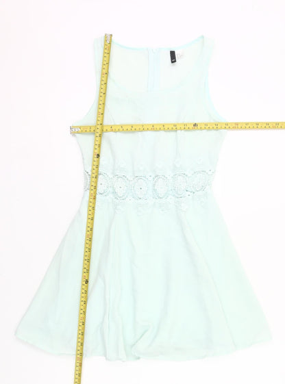 H&M Divided Women’s Blue Size 10 A-Line Lace Detail Short Dress
