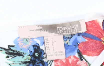 Forever 21 Women’s Multicoloured Floral Chiffon T-Shirt Size S