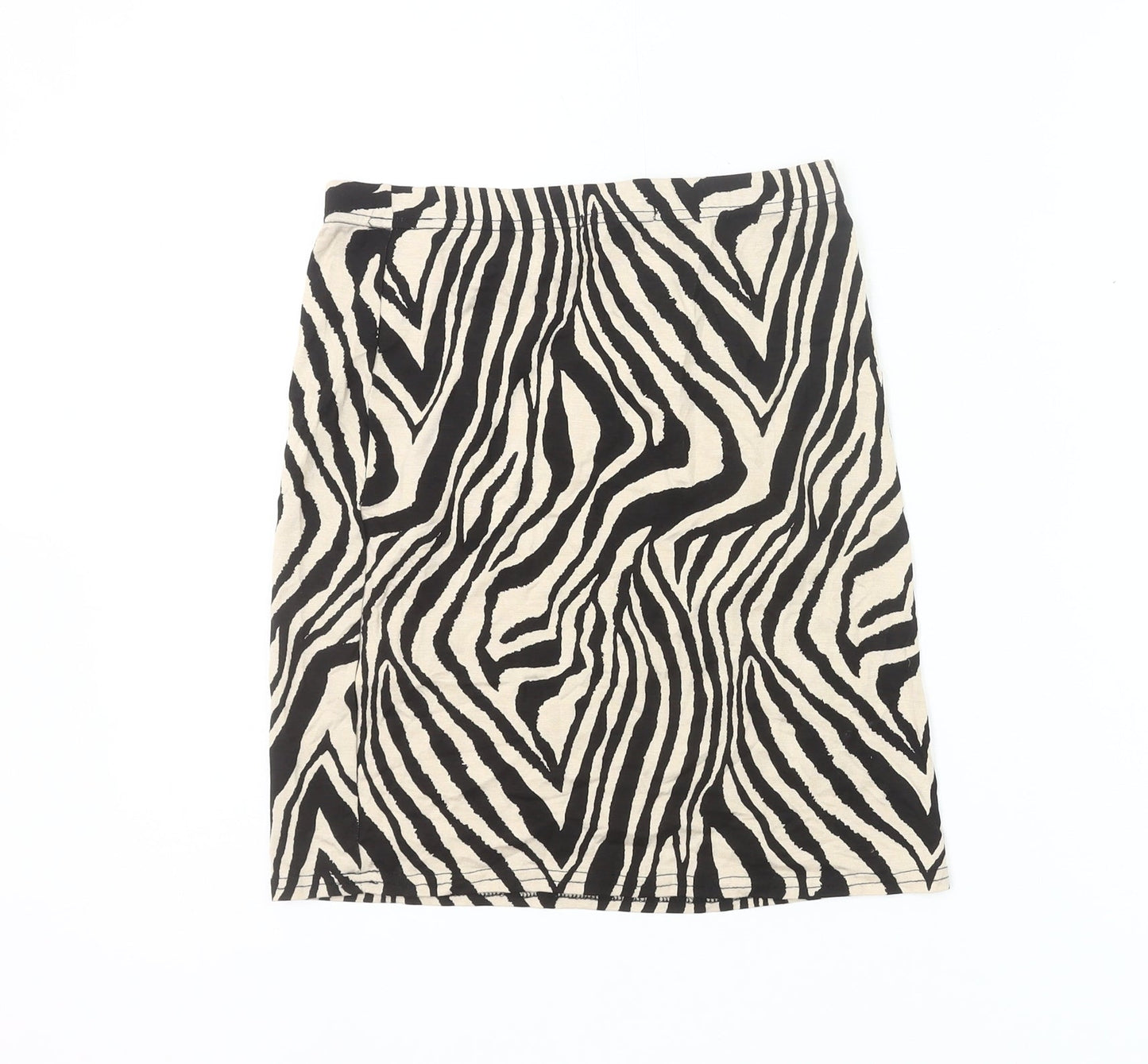 PrettyLittleThing Women’s Black Beige Animal Print Pencil Skirt UK 10