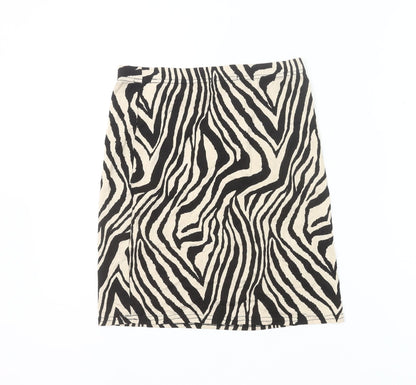 PrettyLittleThing Women’s Black Beige Animal Print Pencil Skirt UK 10