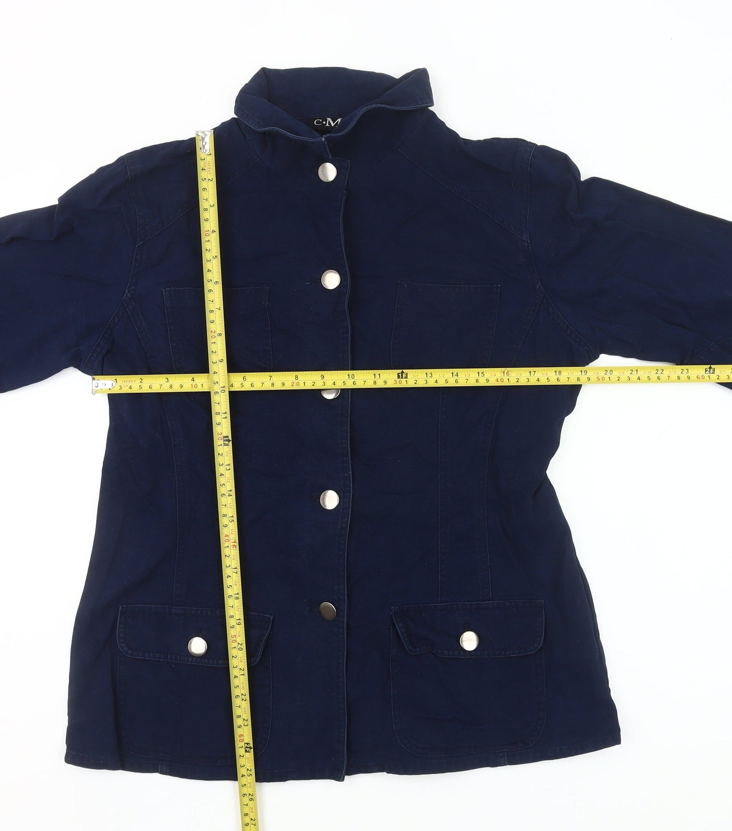 CMD Womens Blue Cotton Mid-Length Casual Jacket Size 16