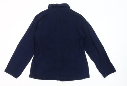 CMD Womens Blue Cotton Mid-Length Casual Jacket Size 16