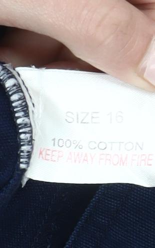 CMD Womens Blue Cotton Mid-Length Casual Jacket Size 16