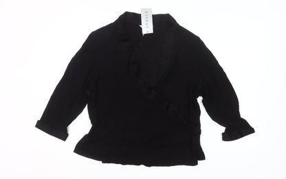 Chesca Women’s Black Wrap Blouse Size 16 3/4 Sleeve Viscose