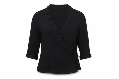 Chesca Women’s Black Wrap Blouse Size 16 3/4 Sleeve Viscose