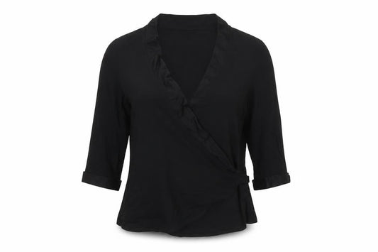 Chesca Women’s Black Wrap Blouse Size 16 3/4 Sleeve Viscose