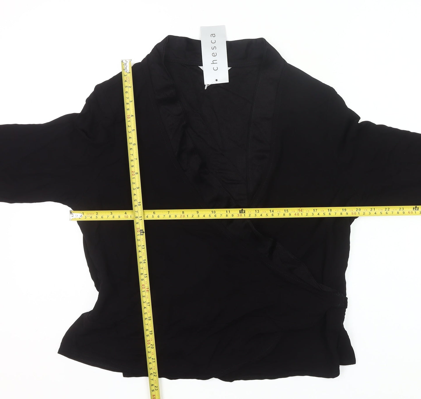 Chesca Women’s Black Wrap Blouse Size 16 3/4 Sleeve Viscose