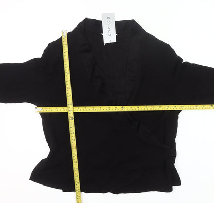 Chesca Women’s Black Wrap Blouse Size 16 3/4 Sleeve Viscose
