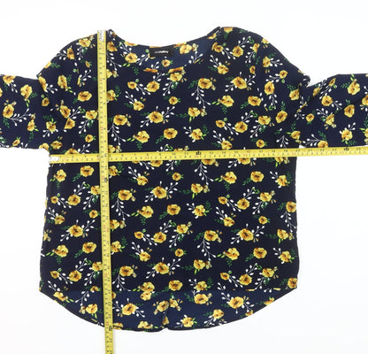 Miss Valley Women’s Blue Floral Blouse Size 12 Long Sleeve Tunic