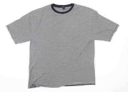 River Island Womens Black White Stripe Ringer T-Shirt UK 14 Cotton
