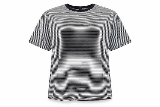 River Island Womens Black White Stripe Ringer T-Shirt UK 14 Cotton