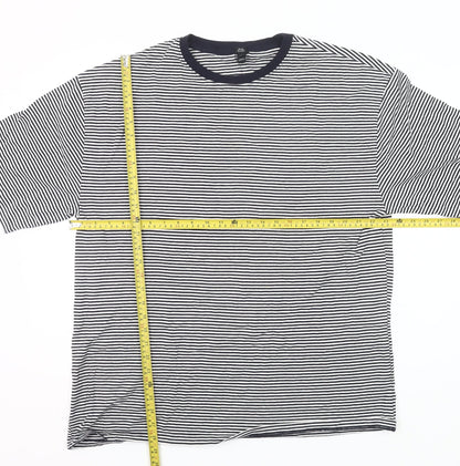 River Island Womens Black White Stripe Ringer T-Shirt UK 14 Cotton