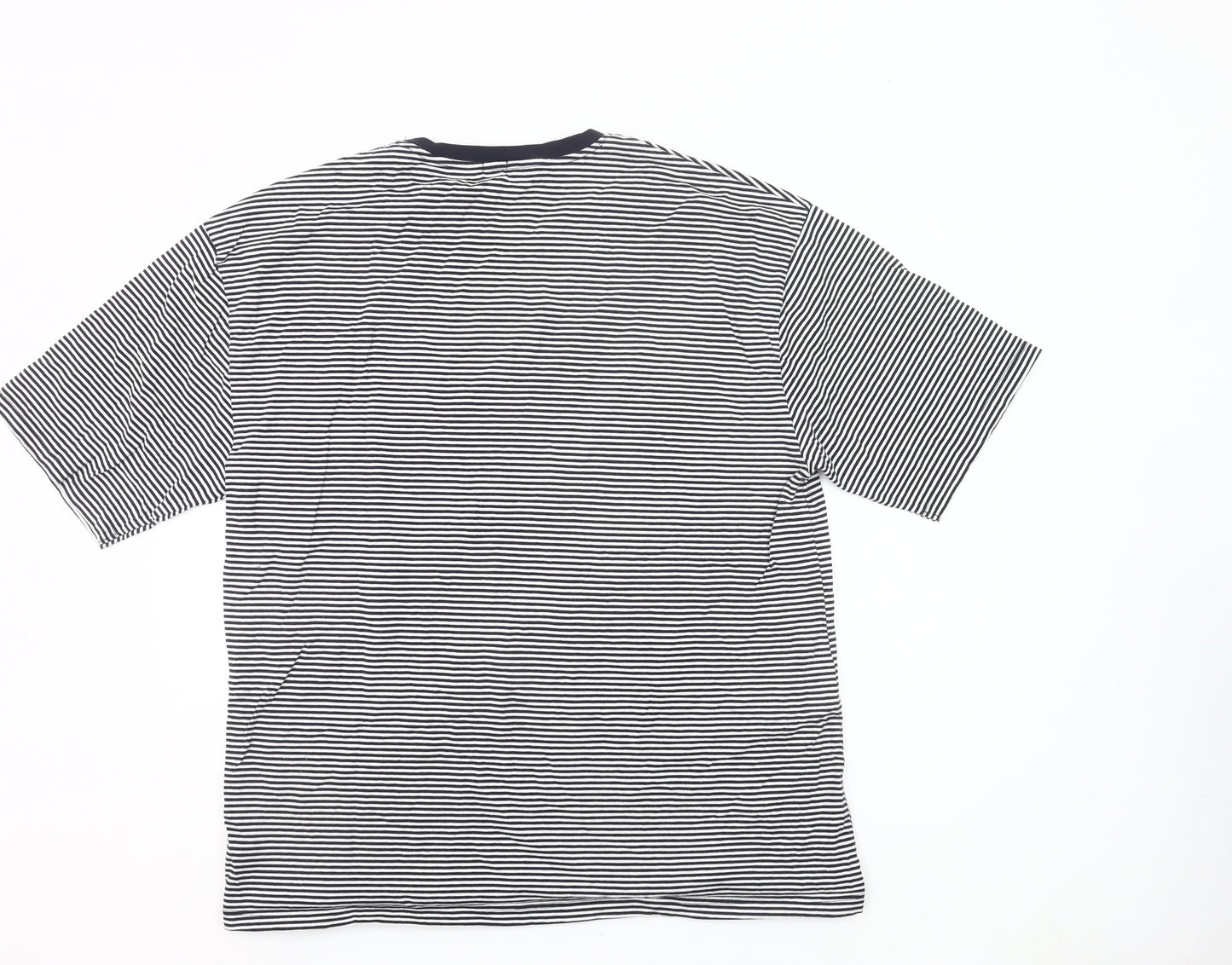 River Island Womens Black White Stripe Ringer T-Shirt UK 14 Cotton