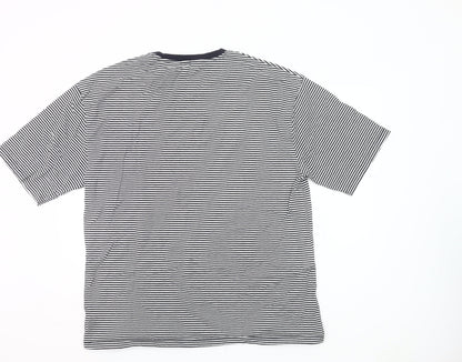 River Island Womens Black White Stripe Ringer T-Shirt UK 14 Cotton