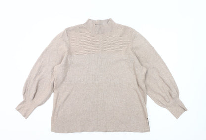 Marks and Spencer Womens Beige XL Mock Neck Knit Jumper