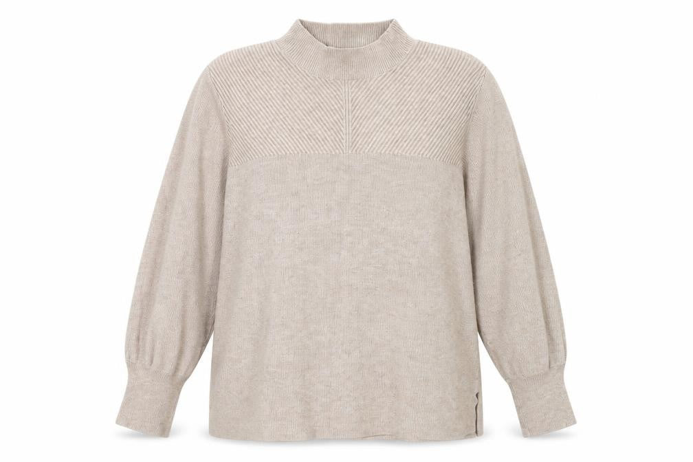 Marks and Spencer Womens Beige XL Mock Neck Knit Jumper