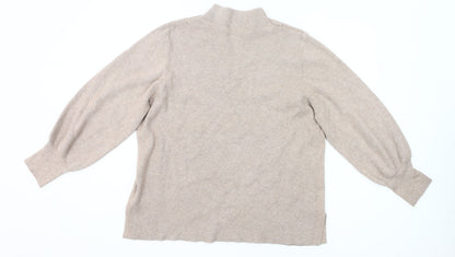 Marks and Spencer Womens Beige XL Mock Neck Knit Jumper