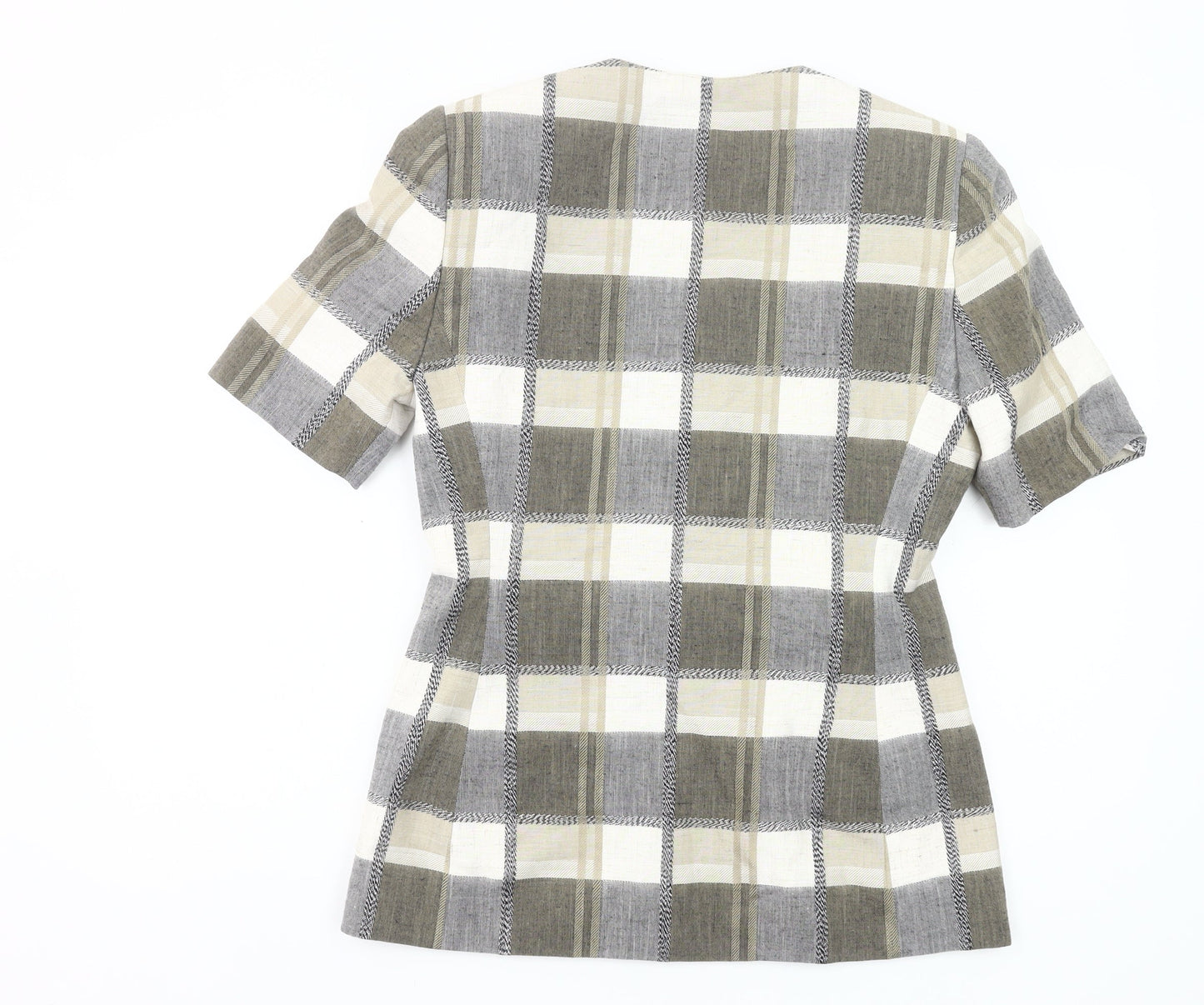 Marks and Spencer Women’s Grey Check Suit Jacket UK 12 Short Sleeve