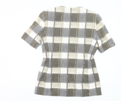Marks and Spencer Women’s Grey Check Suit Jacket UK 12 Short Sleeve
