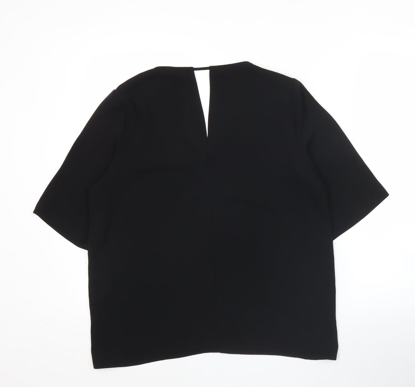 River Island Womens Black Blouse Size 12 V-Neck Short Sleeve Top