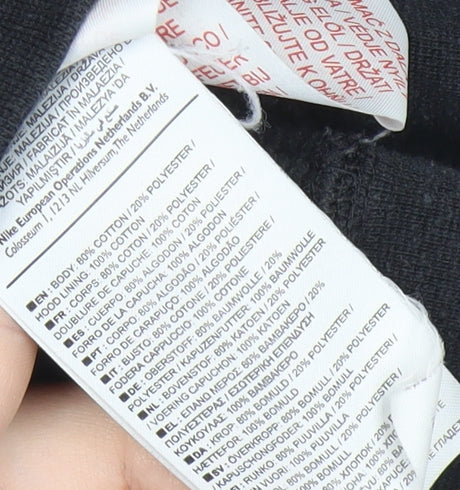 Nike Boys Black Pullover Hoodie XL 13-15 Years Cotton Blend Sportswear