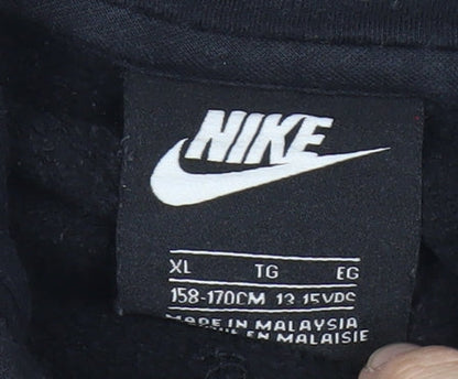 Nike Boys Black Pullover Hoodie XL 13-15 Years Cotton Blend Sportswear