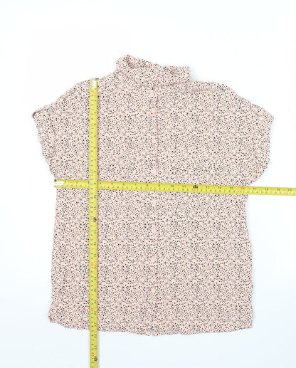 Reserved Womens Pink Polka Dot Button-Up Shirt UK 6 Short Sleeve