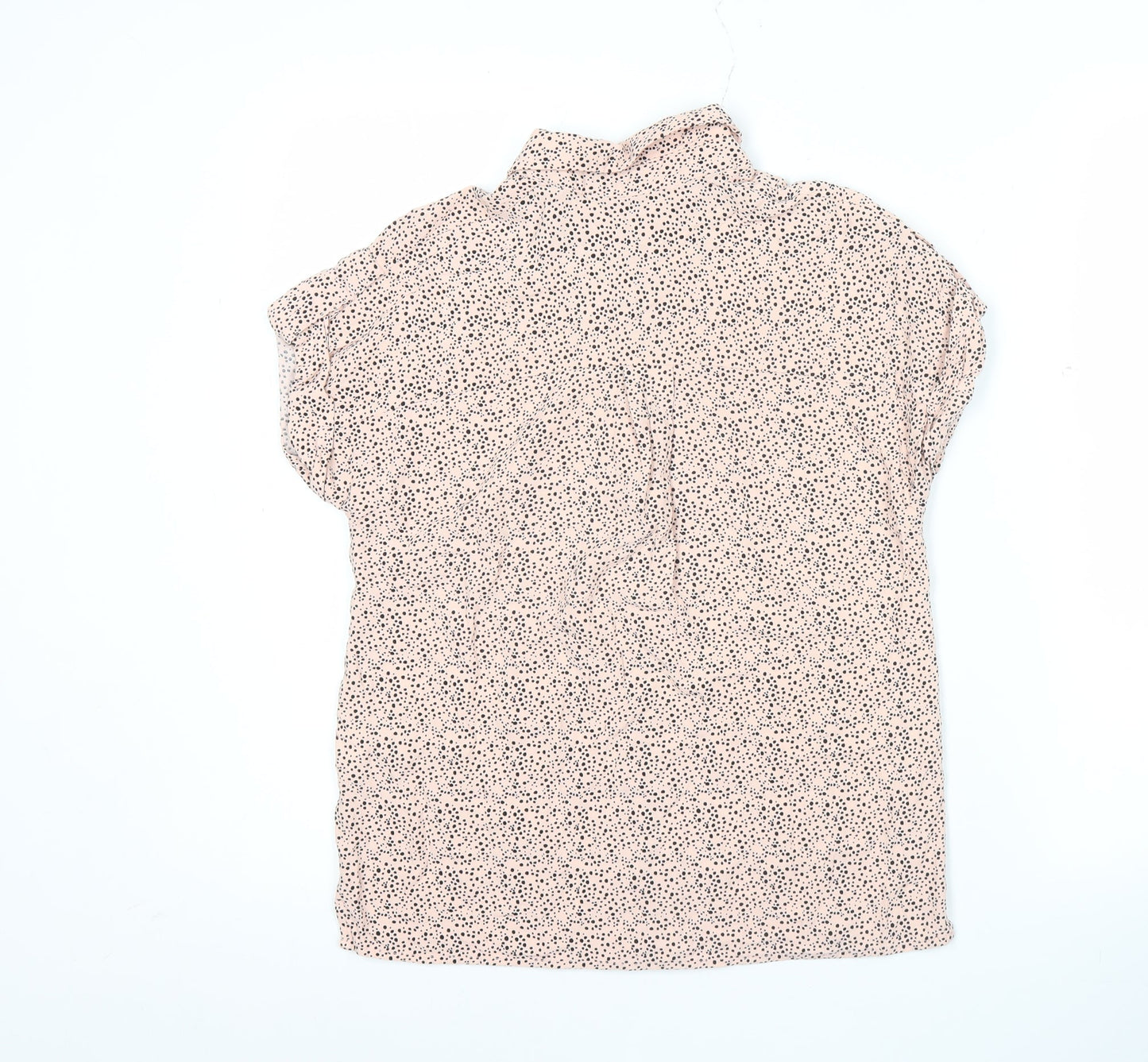 Reserved Womens Pink Polka Dot Button-Up Shirt UK 6 Short Sleeve