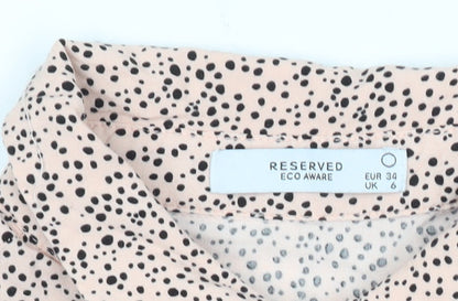 Reserved Womens Pink Polka Dot Button-Up Shirt UK 6 Short Sleeve